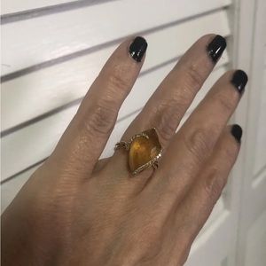 14k yellow gold with real diamonds citrine ring